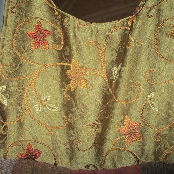 Pinafore/Apron/ Over- dress upcycled linen tablecloth and brocade - Picture 5 of 9